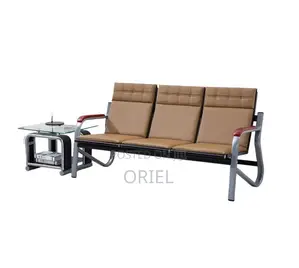 Office 5-Seater Bench : Brown 5 Seater Reception Waiting Sofa