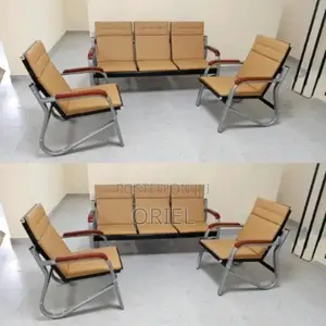 Office 5-Seater Bench : Brown 5 Seater Reception Waiting Sofa