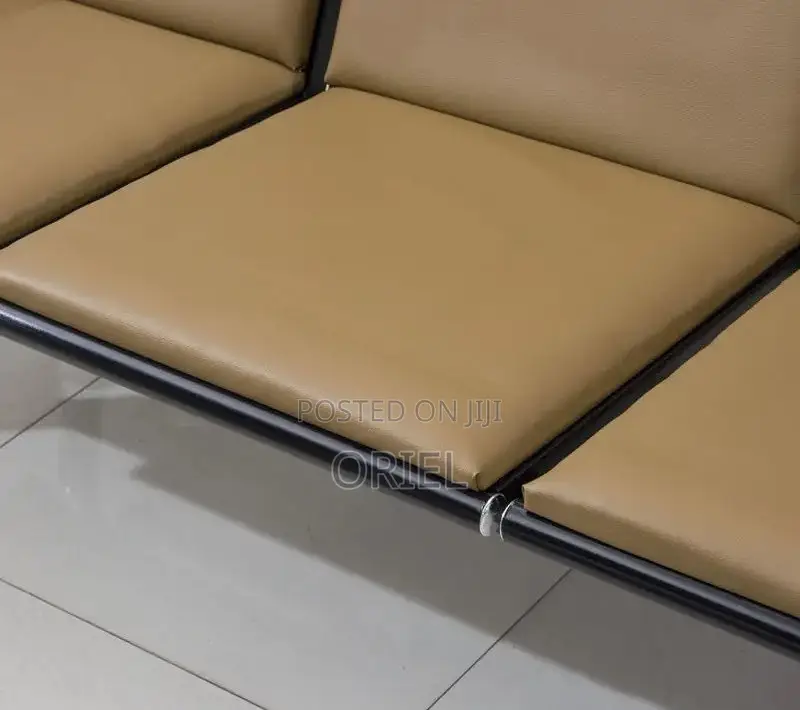 Office 5-Seater Bench : Brown 5 Seater Reception Waiting Sofa