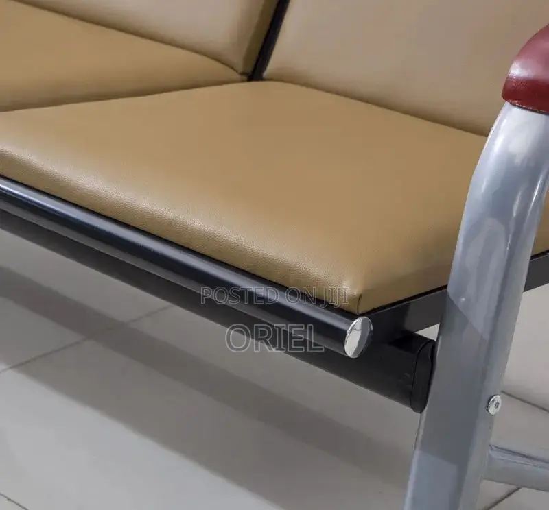 Office 5-Seater Bench : Brown 5 Seater Reception Waiting Sofa