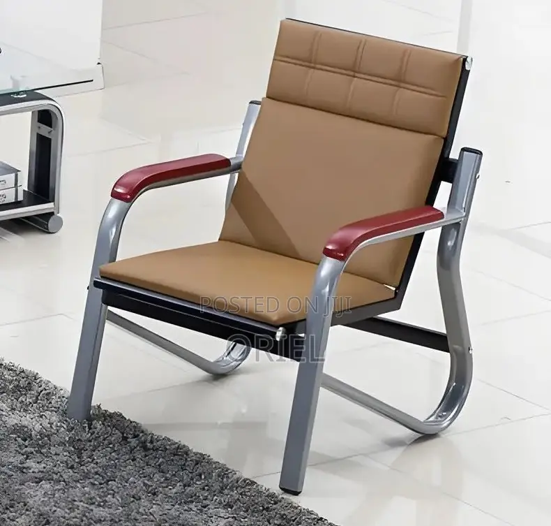 Office 5-Seater Bench : Brown 5 Seater Reception Waiting Sofa