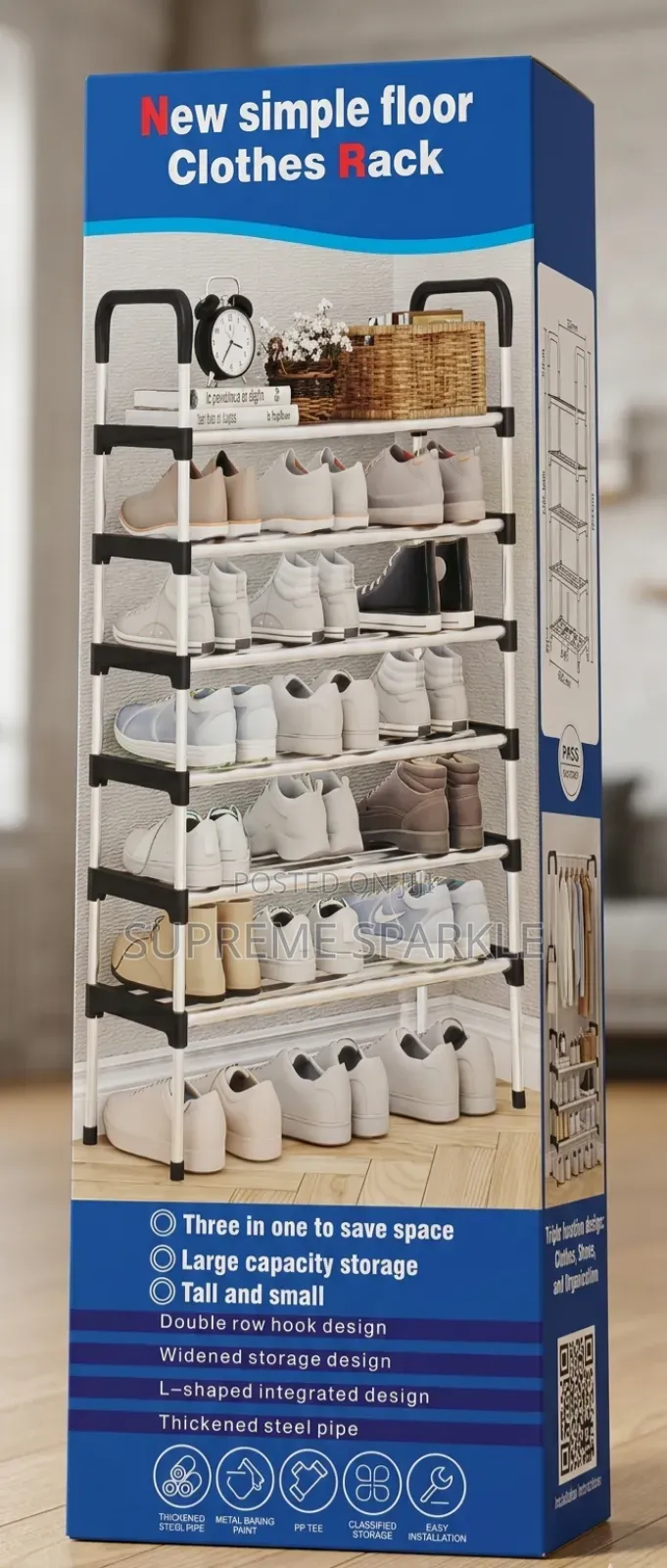 6-layer Portable Metal Shoe Rack Organizer