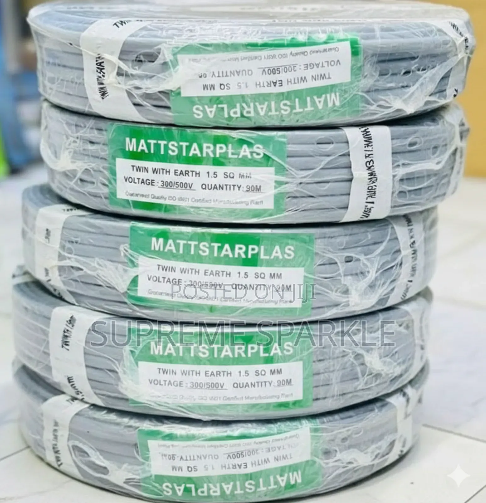 Matstarplas 1.5mm Twin With Earth Electrical Cable. 90m, 350/500v Ac