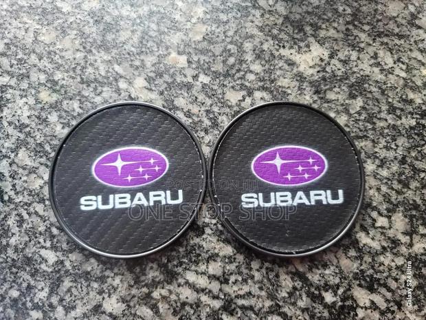 2pc Subaru Plastic Car Cup Saucer Mat - main view