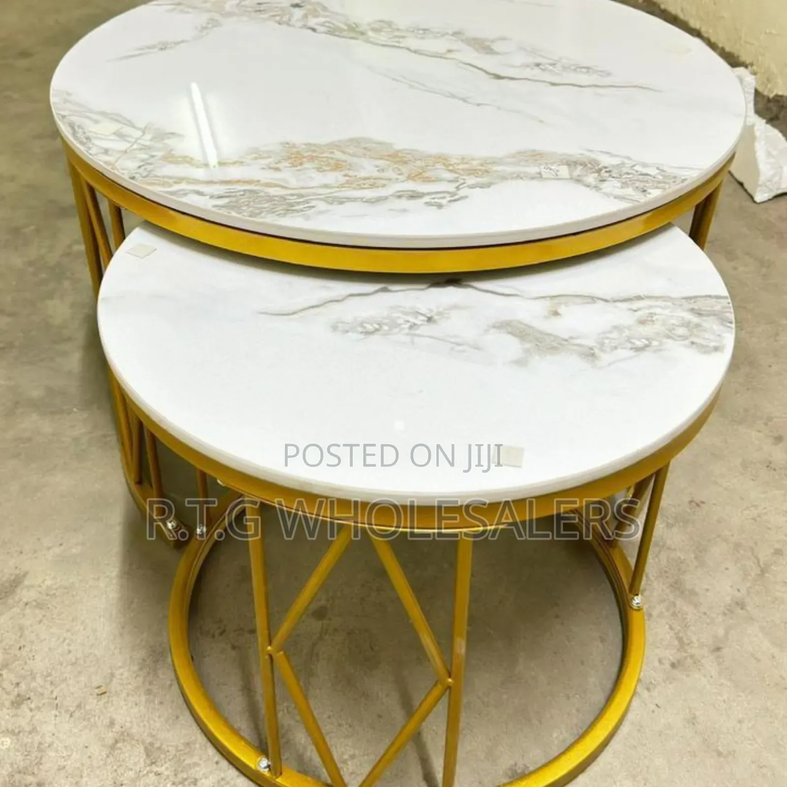 Elegant 2-in-1 Marble Nesting Coffee Tables