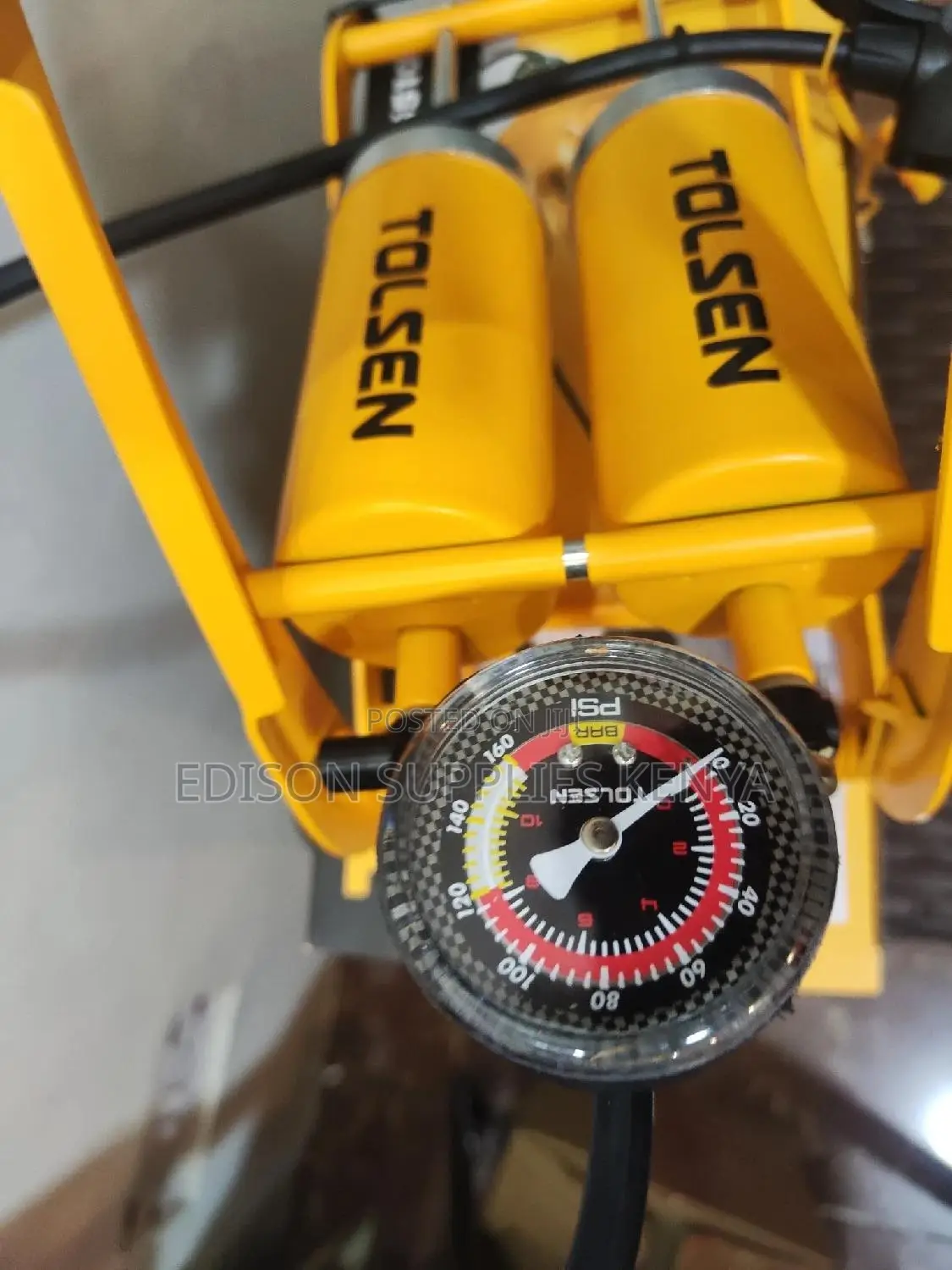 Foot Pump Tolsen Bike Pump + Gauge 80psi 2 Barrel Tire Ball Pressure
