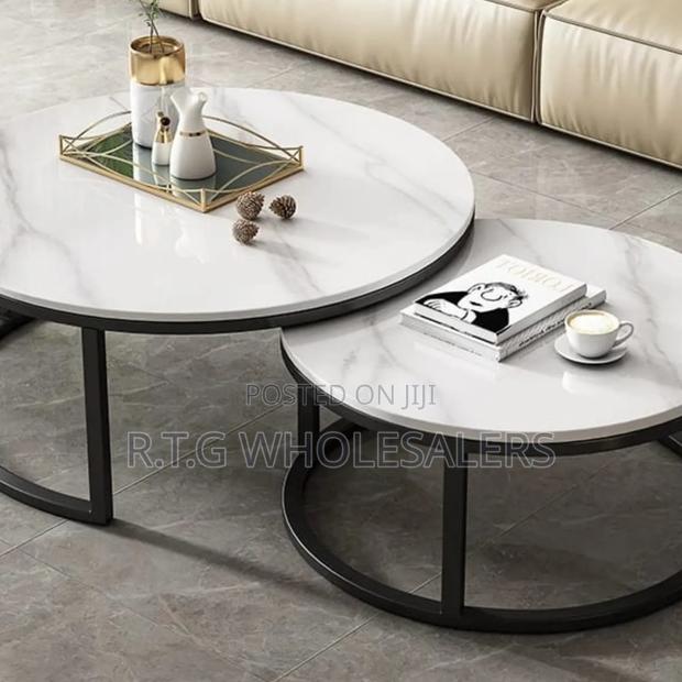 Modern Luxury 2in1 Marble Nesting Tables Black Stand
