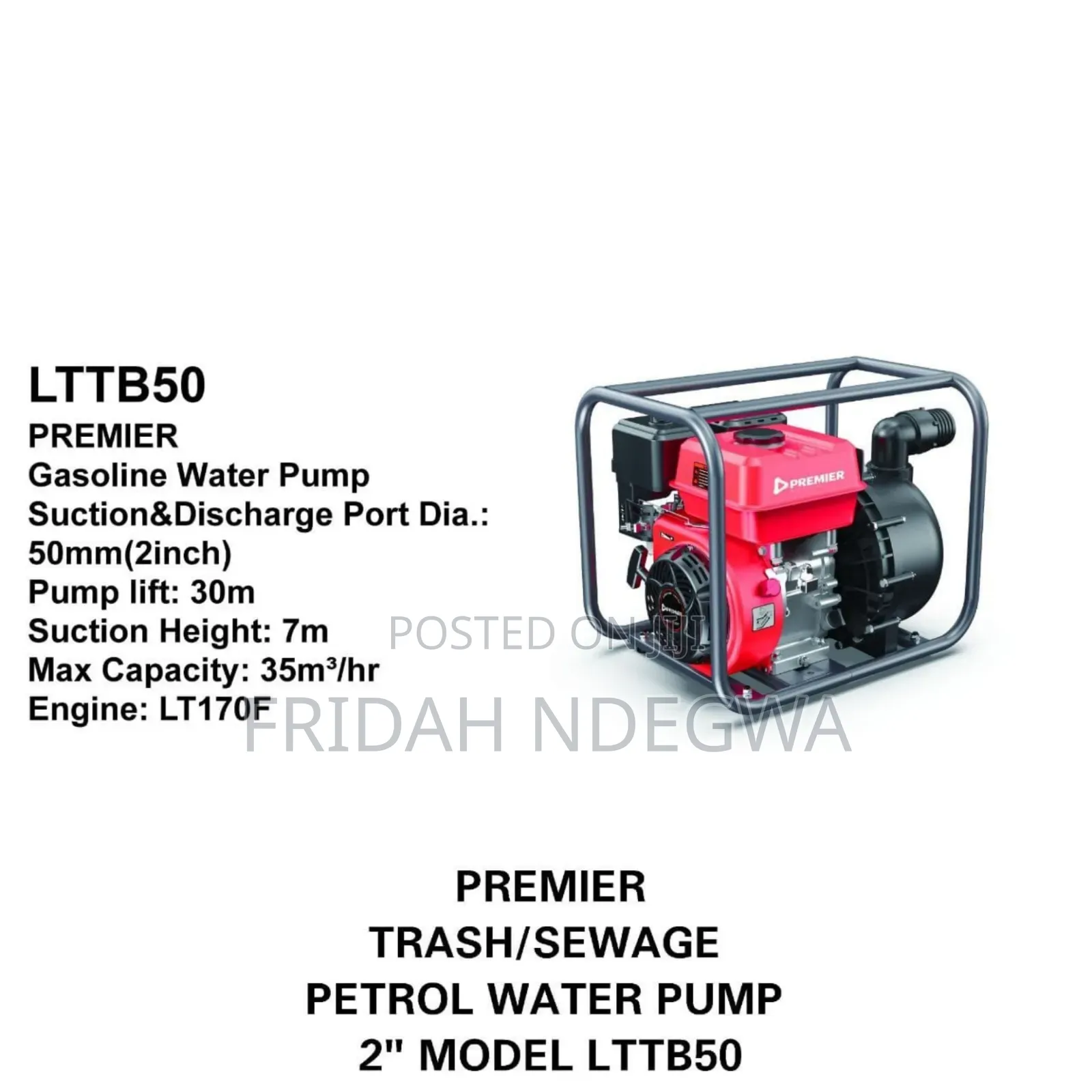 Premier Trash/ Sewage Petrol Water Pump 2"