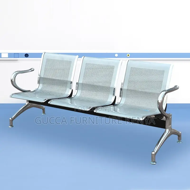 3-link Metallic Office Reception Waiting Bench