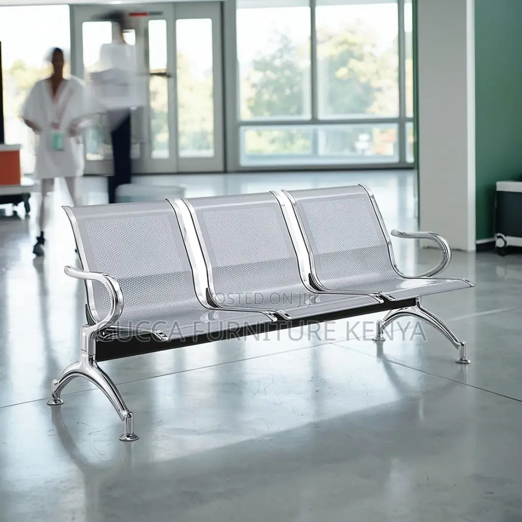 3-link Metallic Office Reception Waiting Bench
