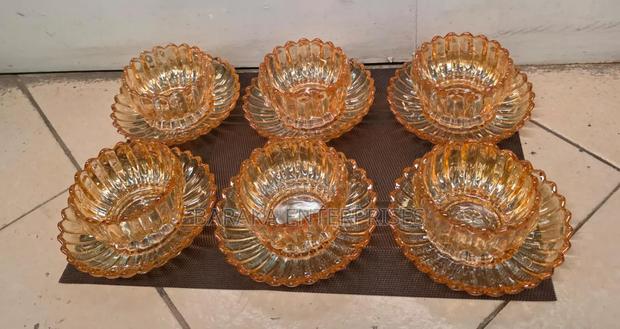 12 PCS Crystal Glass Gold Mug and Soucer