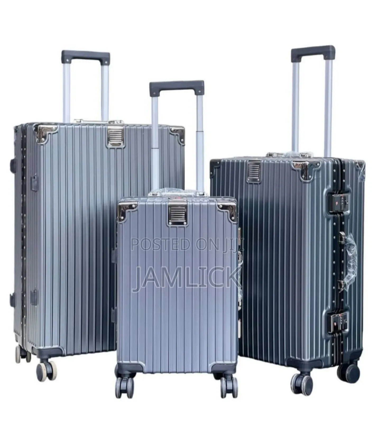 Grey 3pcs Aluminium Abs Suitcase Set