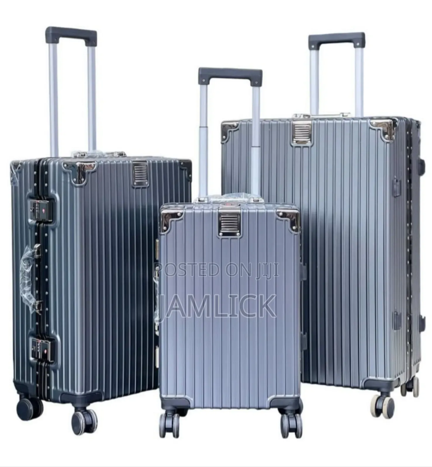 Grey 3pcs Aluminium Abs Suitcase Set