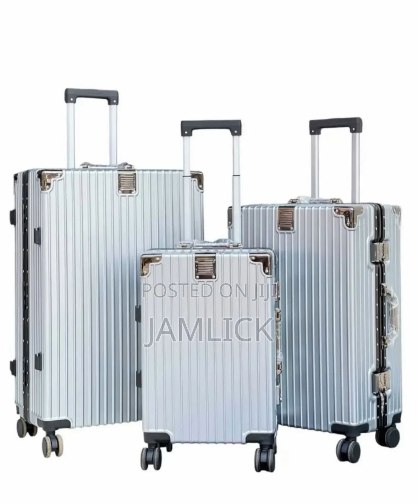 Silver 3pcs Aluminium Abs Suitcase Set