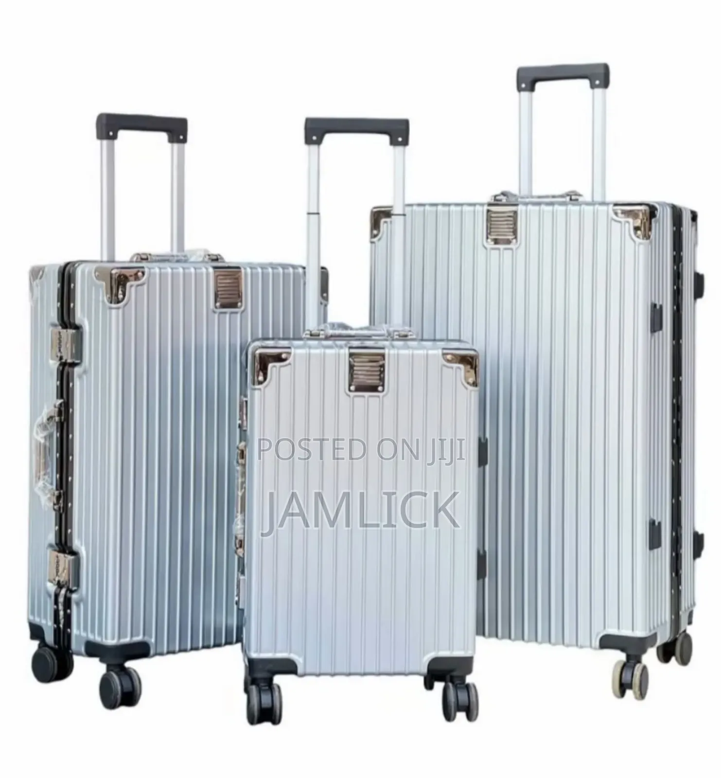 Silver 3pcs Aluminium Abs Suitcase Set