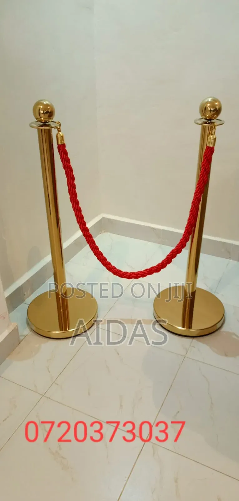 Premium Gold Stanchion Red Velvet Rope - Vip Crowd Control Barrier
