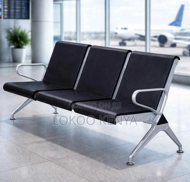 Office Bench; Black Hard Padded 3 Seater Visitor's Waiting Bench