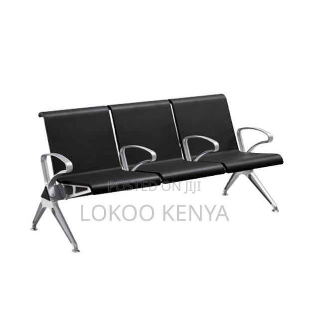 Office Bench; Black Hard Padded 3 Seater Visitor's Waiting Bench - thumbnail 3