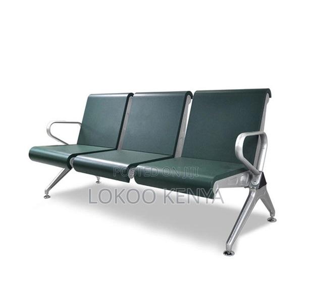 Office Bench; Black Hard Padded 3 Seater Visitor's Waiting Bench - thumbnail 4