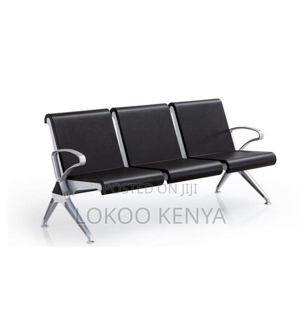 Office Bench; Black Hard Padded 3 Seater Visitor's Waiting Bench - thumbnail 5