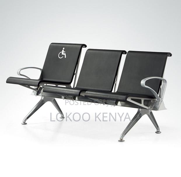 Office Bench; Black Hard Padded 3 Seater Visitor's Waiting Bench - thumbnail 6