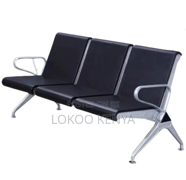 Office Bench; Black Hard Padded 3 Seater Visitor's Waiting Bench - thumbnail 7