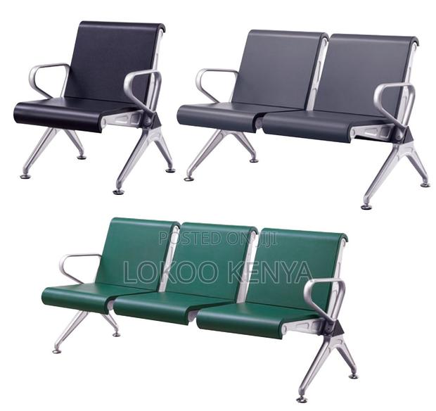 Office Bench; Black Hard Padded 3 Seater Visitor's Waiting Bench - thumbnail 9