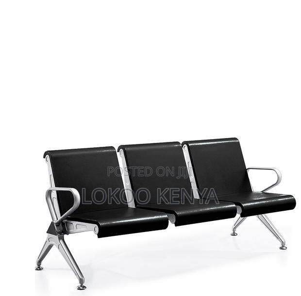 Office Bench; Black Hard Padded 3 Seater Visitor's Waiting Bench - thumbnail 10