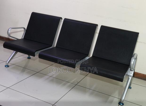 Office Bench; Black Hard Padded 3 Seater Visitor's Waiting Bench - thumbnail 12