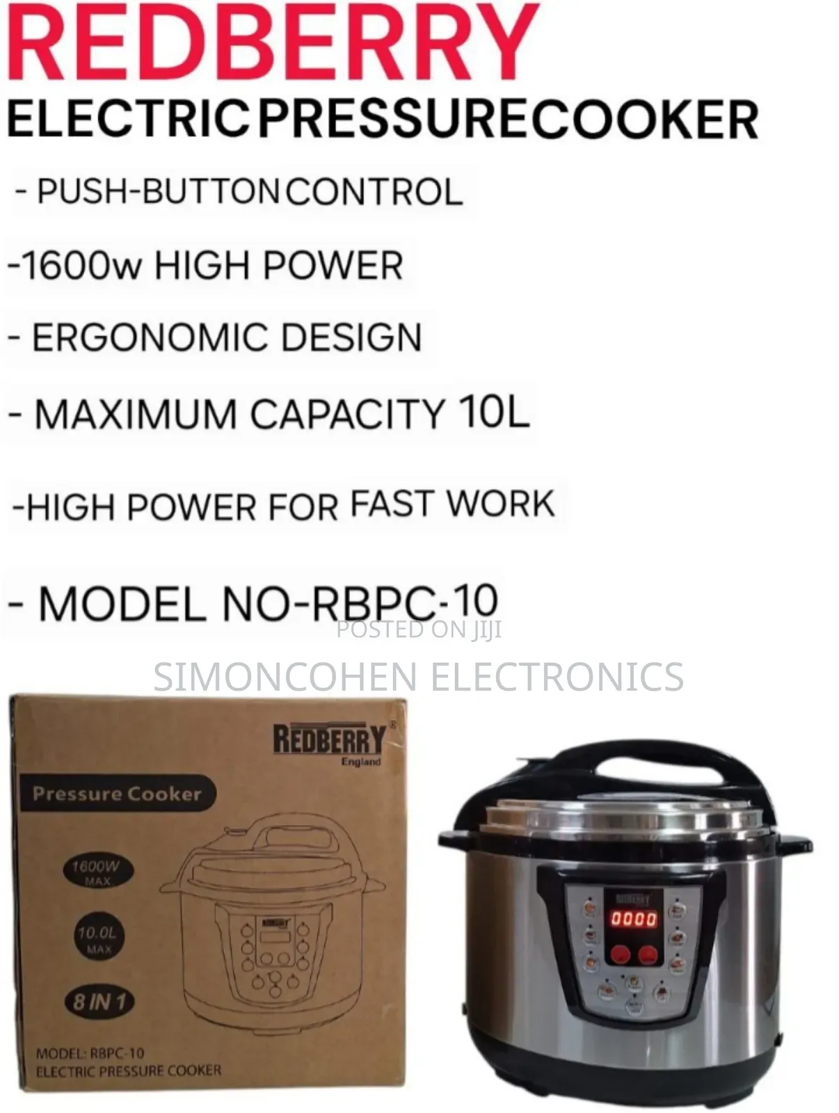 8l Redberry Electric Pressure Cooker