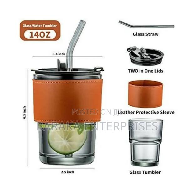 Gorgous Slub Glass Smoothie Cup With Straw - main view