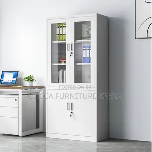 2-door Metallic Half-glass Filling Office Cabinet
