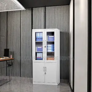 2-door Metallic Half-glass Filling Office Cabinet