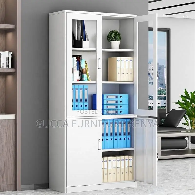 2-door Metallic Half-glass Filling Office Cabinet