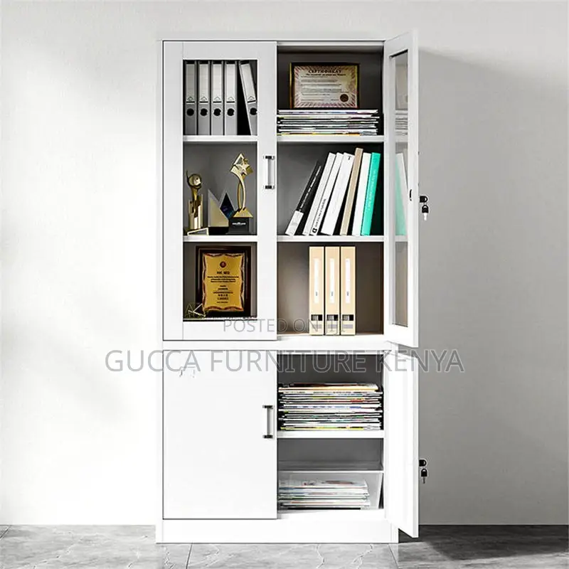 2-door Metallic Half-glass Filling Office Cabinet