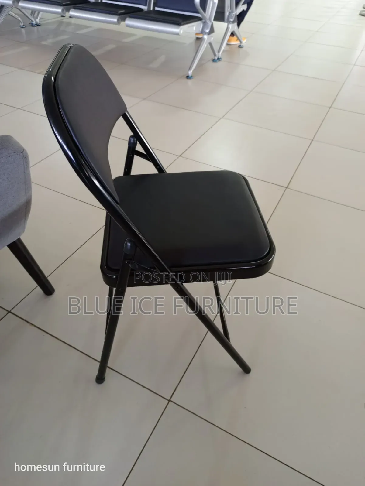 Black Modern Leather Foldable Chair