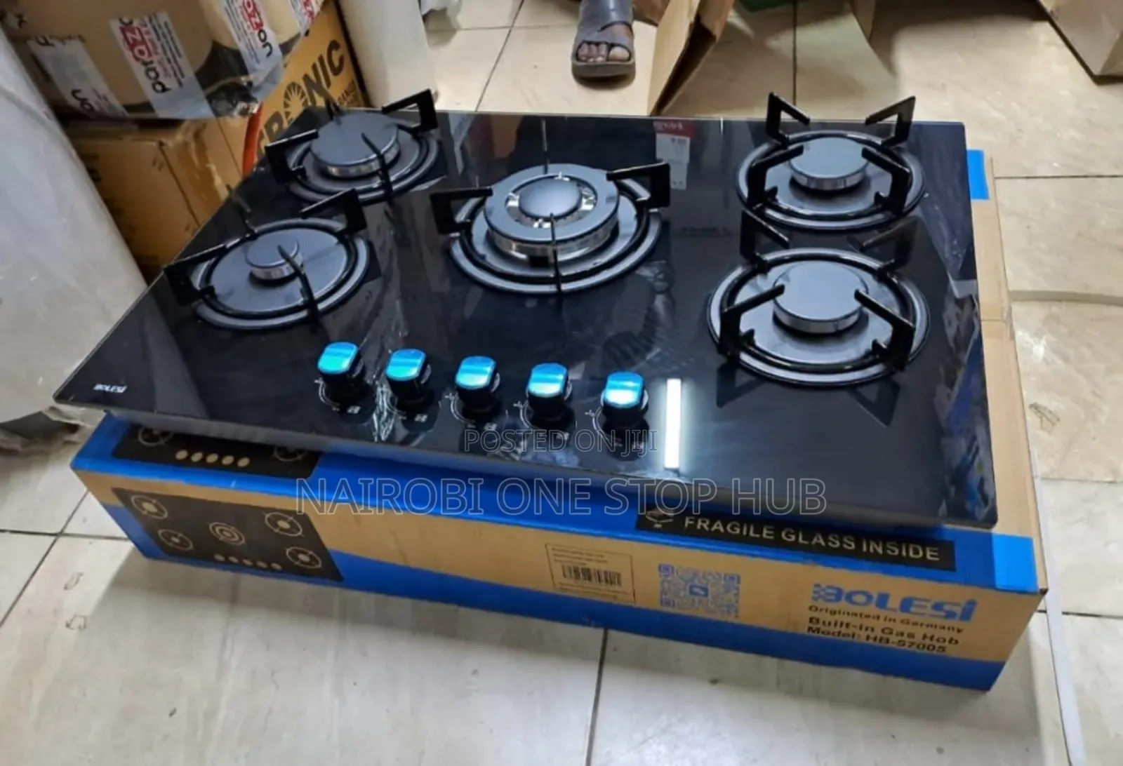 Bolesi Inbuilt 5 Burner Full Gas Tampared Glass Cooker