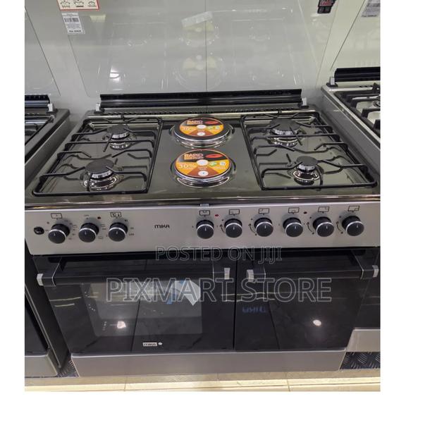 Mika 90cm Standing Cooker – 4 Gas Burners + 2 Rapid Hot Plates, Oven
