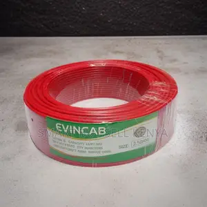 Evin Power Safe Red 2.5mm Single Core Solid Wiring Electrical Cable