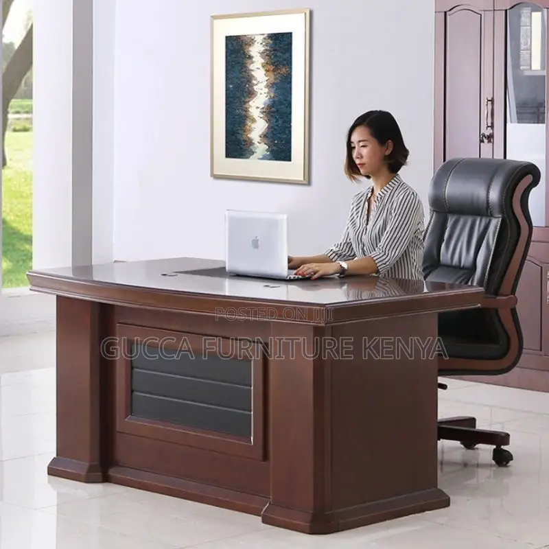 1.8 Meters Executive Mahogany L-shaped Table