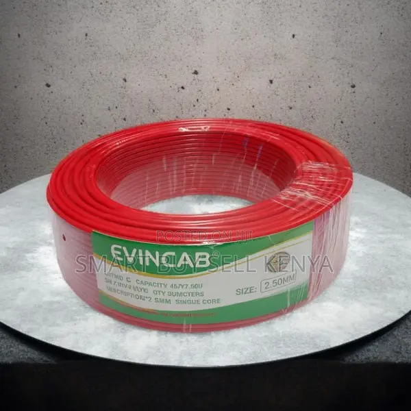 Minimal Energy Loss Evin Red 2.5mm Single Core Electrical Wiring Cable