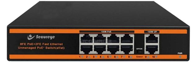 Secureye 8 Port Fastethernet Poe + 2fe Uplink Switch