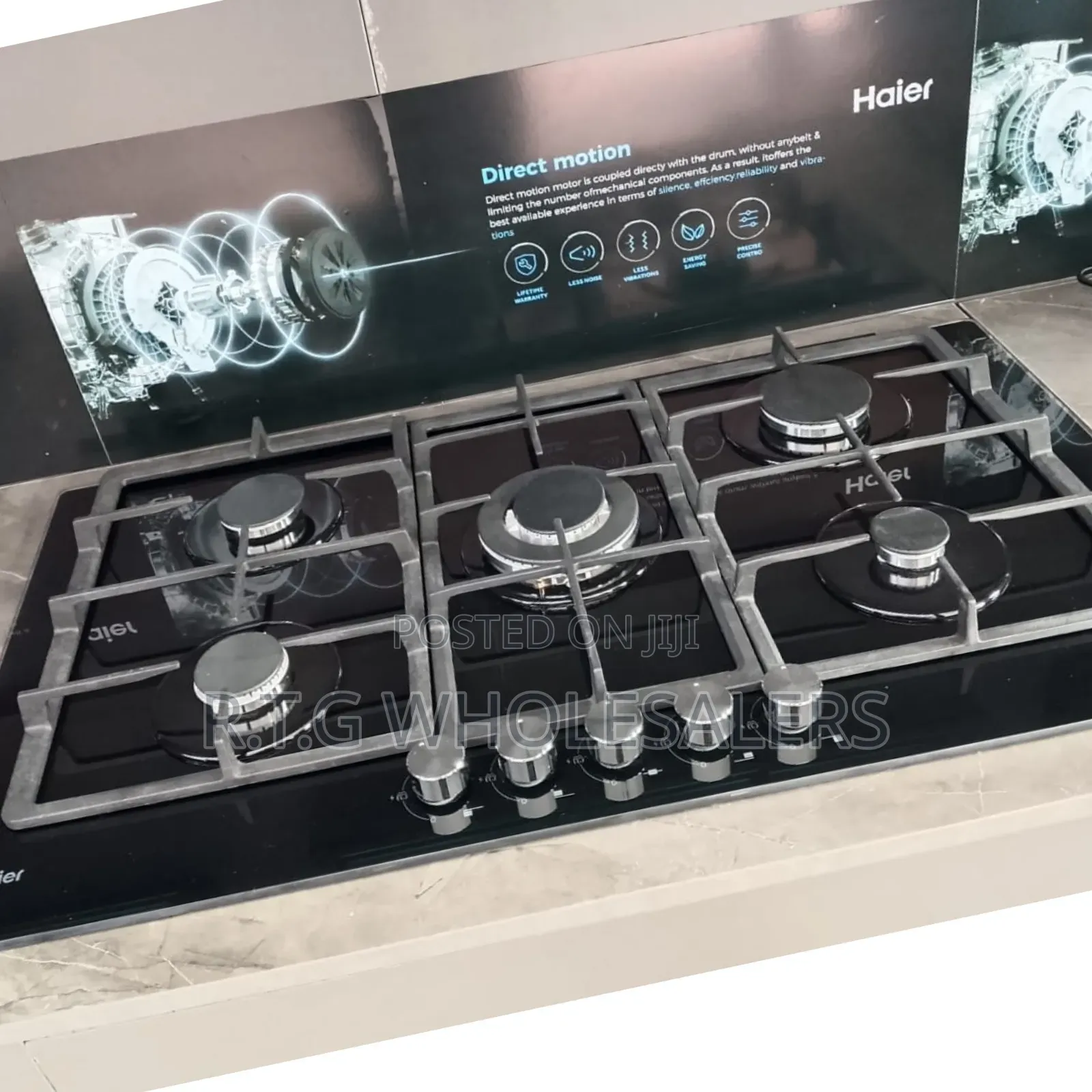 Haier Hob‐S775b 5‐Burner Built‐In Cooker Hob – 3.5kw Wok Burner