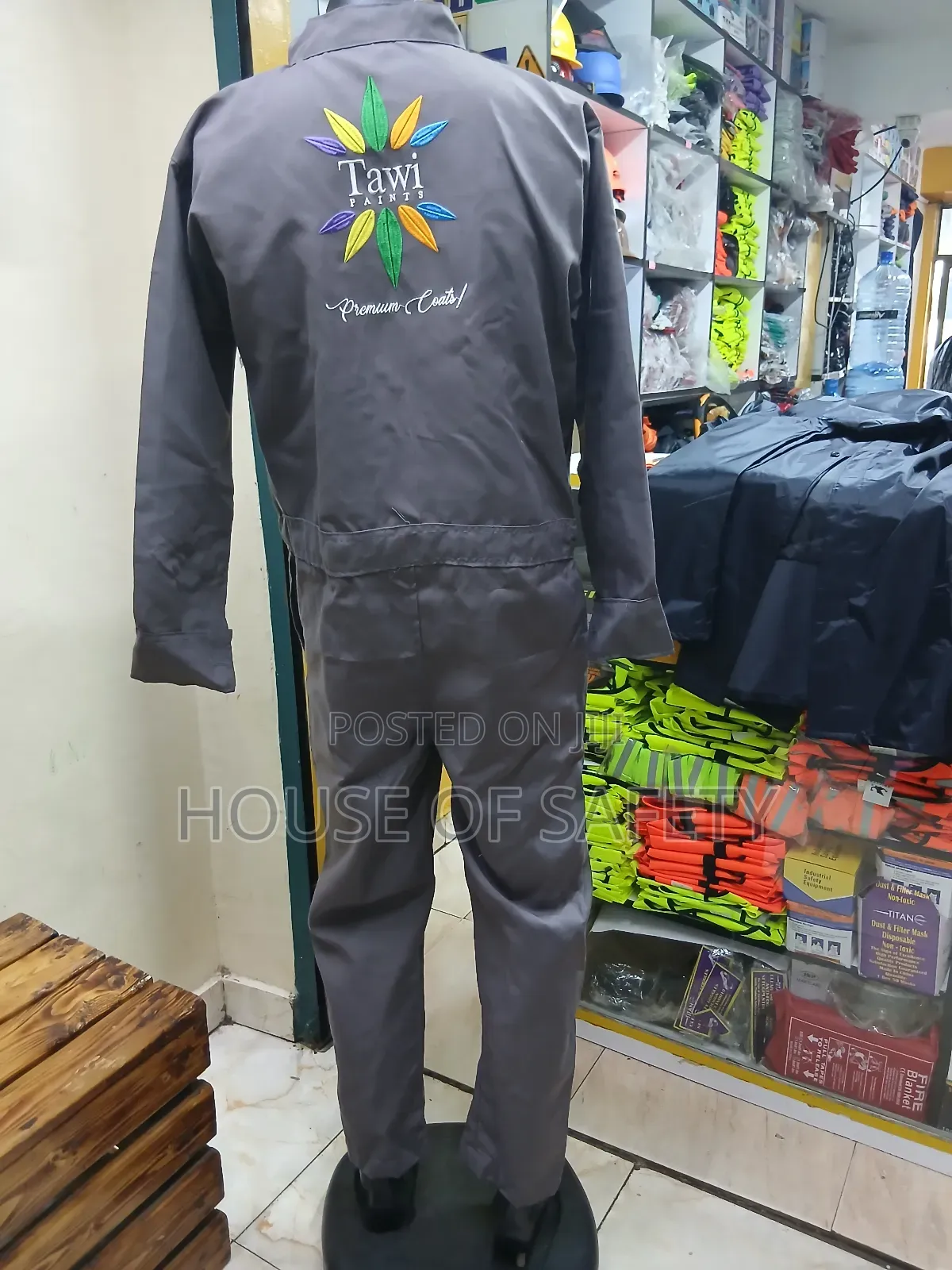 Grey Overall Plain Overall With Multiple Key Pockets