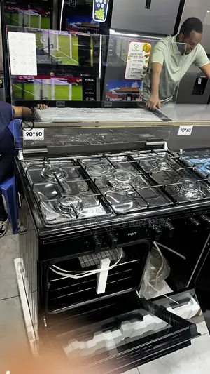Von 90x60 Cooker, 5 Gas Burners (1 Wok), Electric Oven, Gloss Black