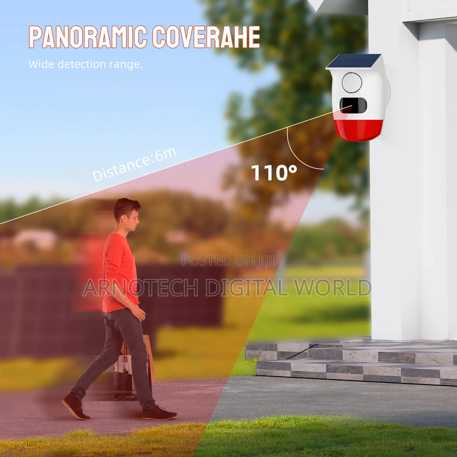 Solar Powered Infrared Motion Sensor Alarm Outdoor/Indoor Strobe Light