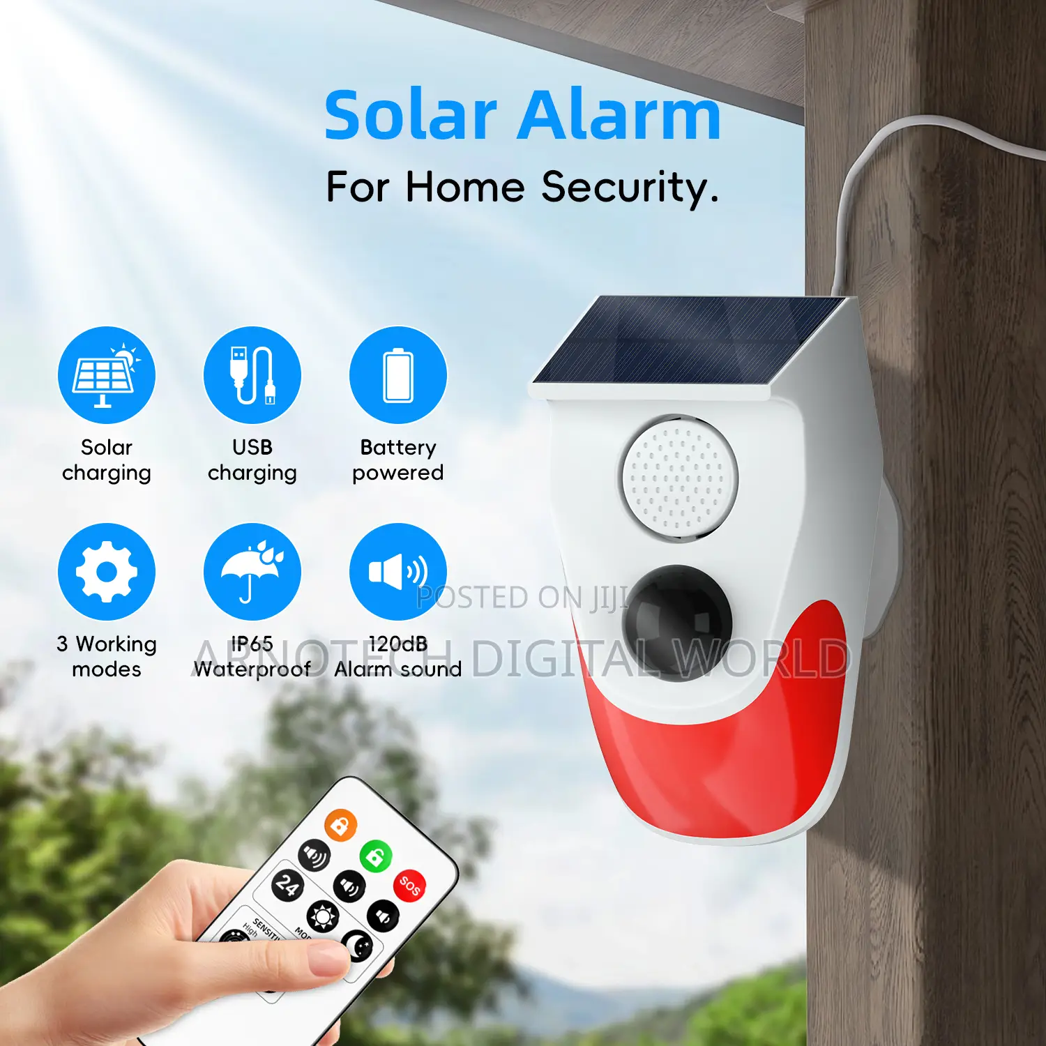 Solar Powered Infrared Motion Sensor Alarm Outdoor/Indoor Strobe Light