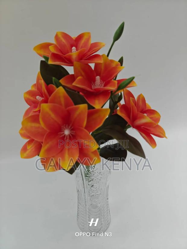 Clear Vase With Decor Flowers - Glass Vase - thumbnail 2