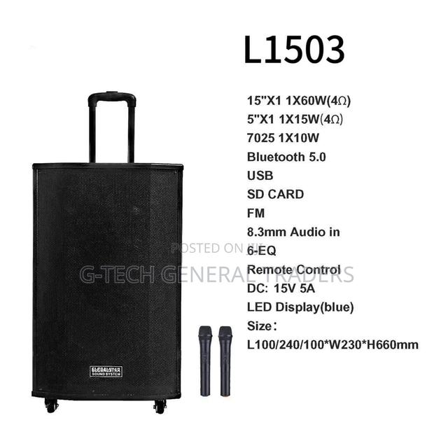Globalstar Rechargeable Trolley Speaker 15inch With 2 Microphones