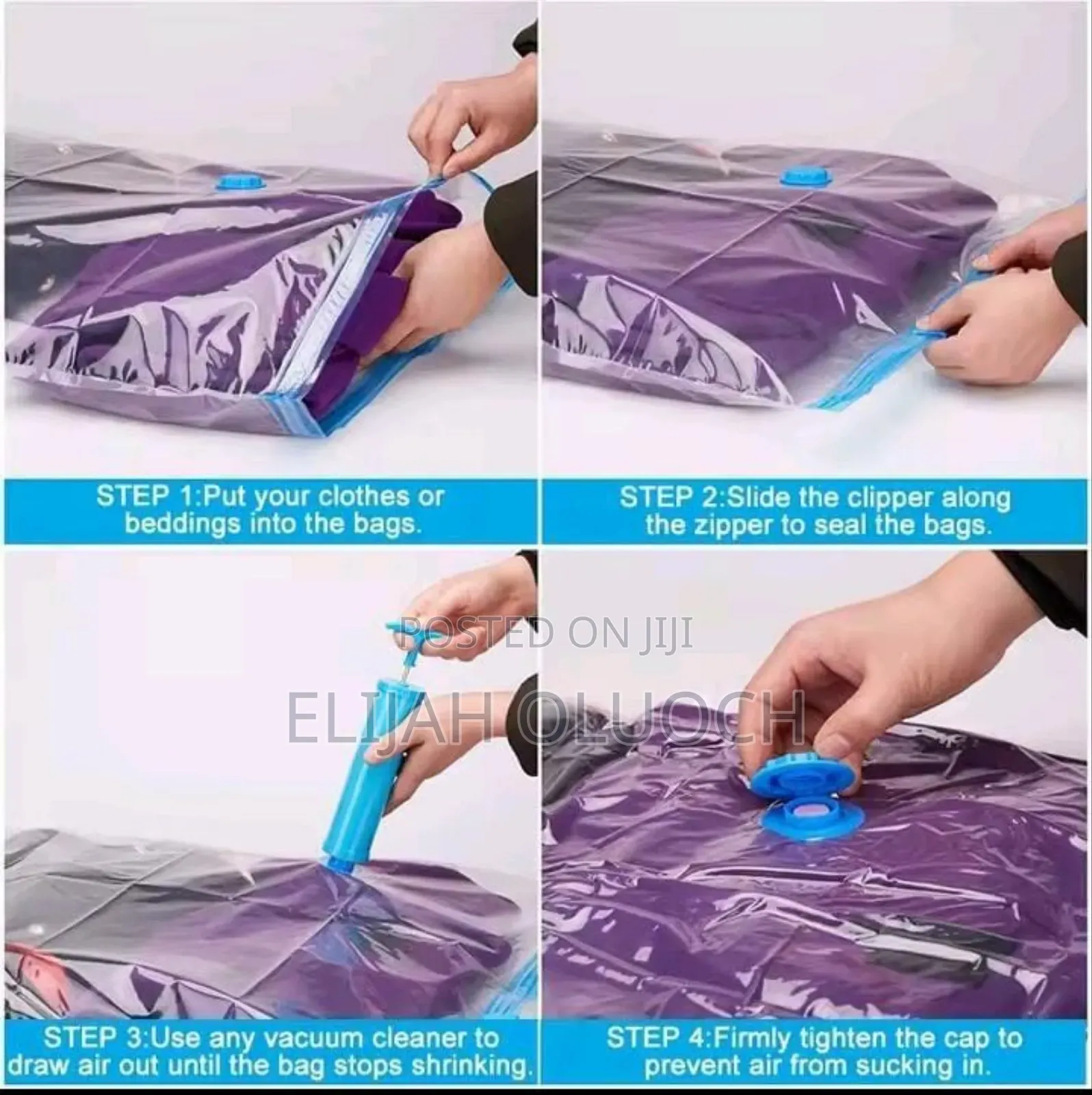 6pcs Vacuum Storage Bags With Suction Pump